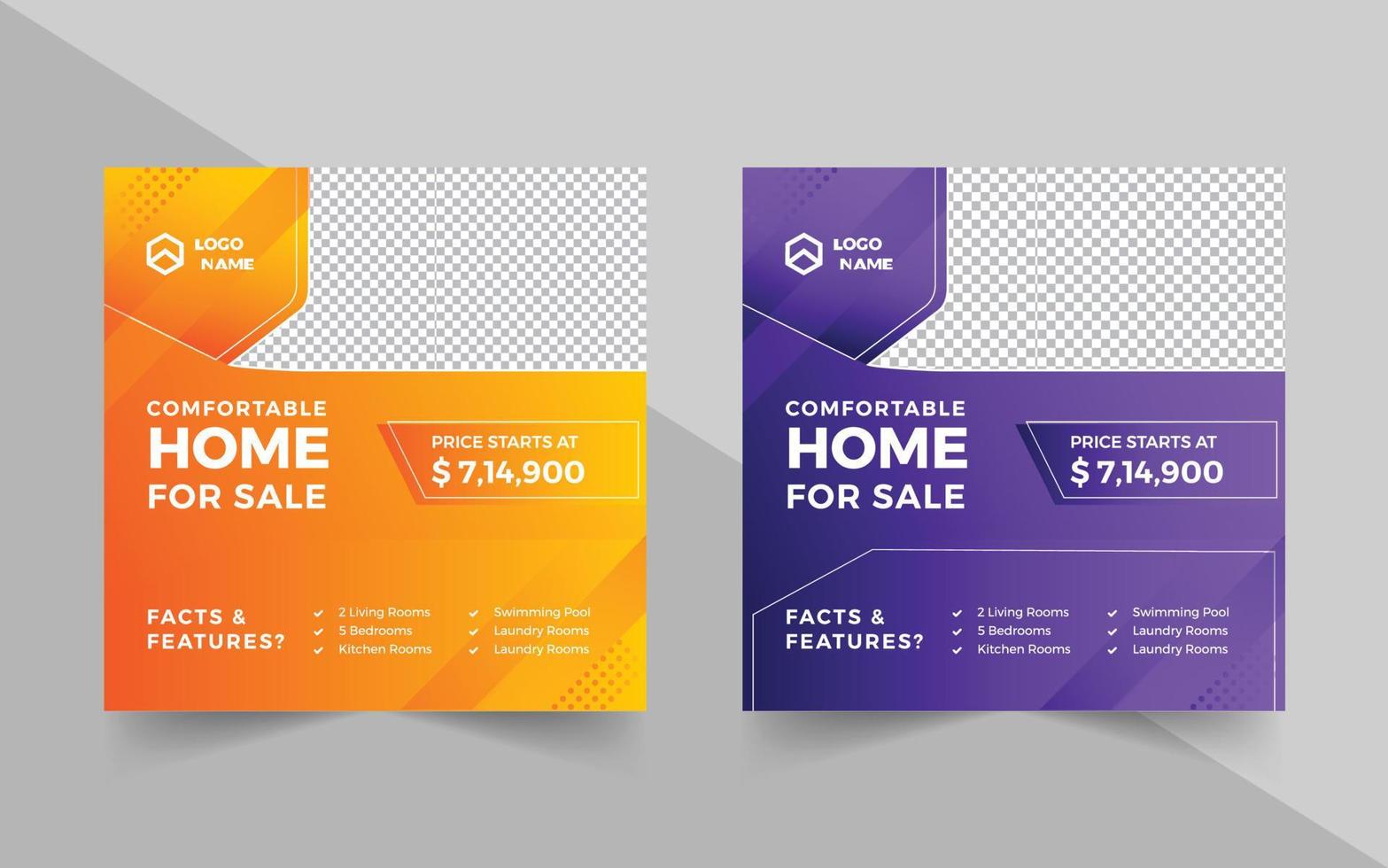 Real Estate Home Mortgage Banner Social Media Post vector