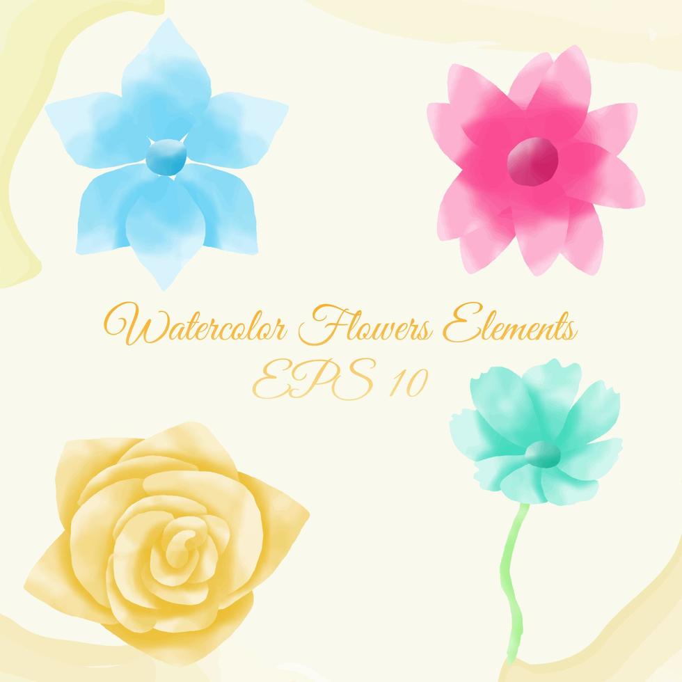 watercolor flower elements, suitable for greeting, and others. eps 10 vector