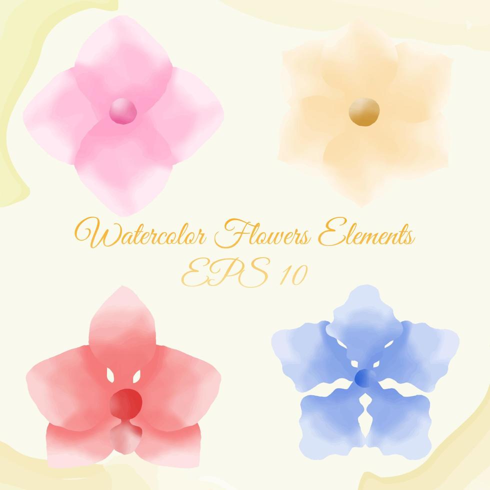 watercolor flower elements, suitable for brand, and others. eps 10 vector