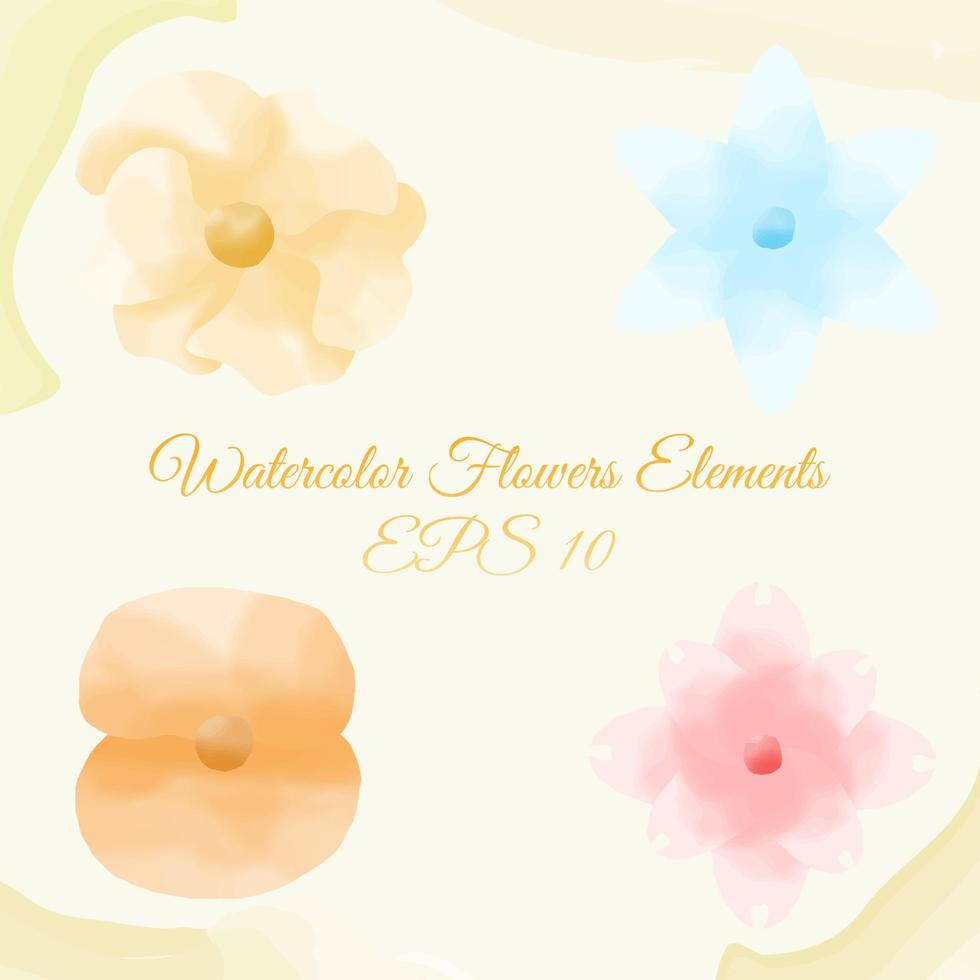 watercolor flower elements, suitable for holidays cards, and others. eps 10 vector