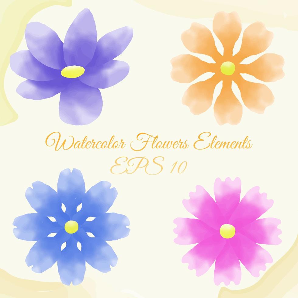 watercolor flower elements, suitable for texture design, and others. eps 10 vector