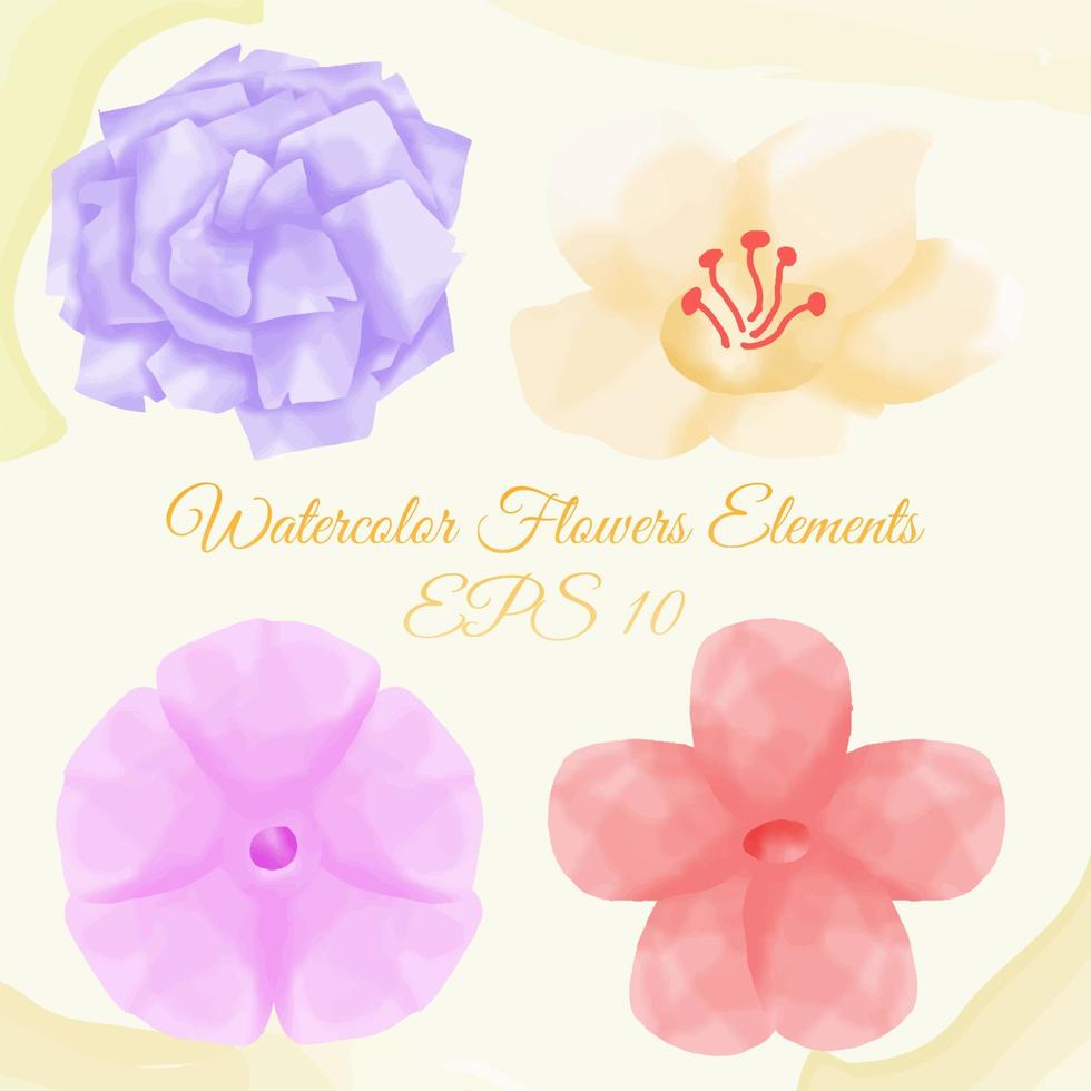 watercolor flower elements, suitable for flyers, and others. eps 10 vector