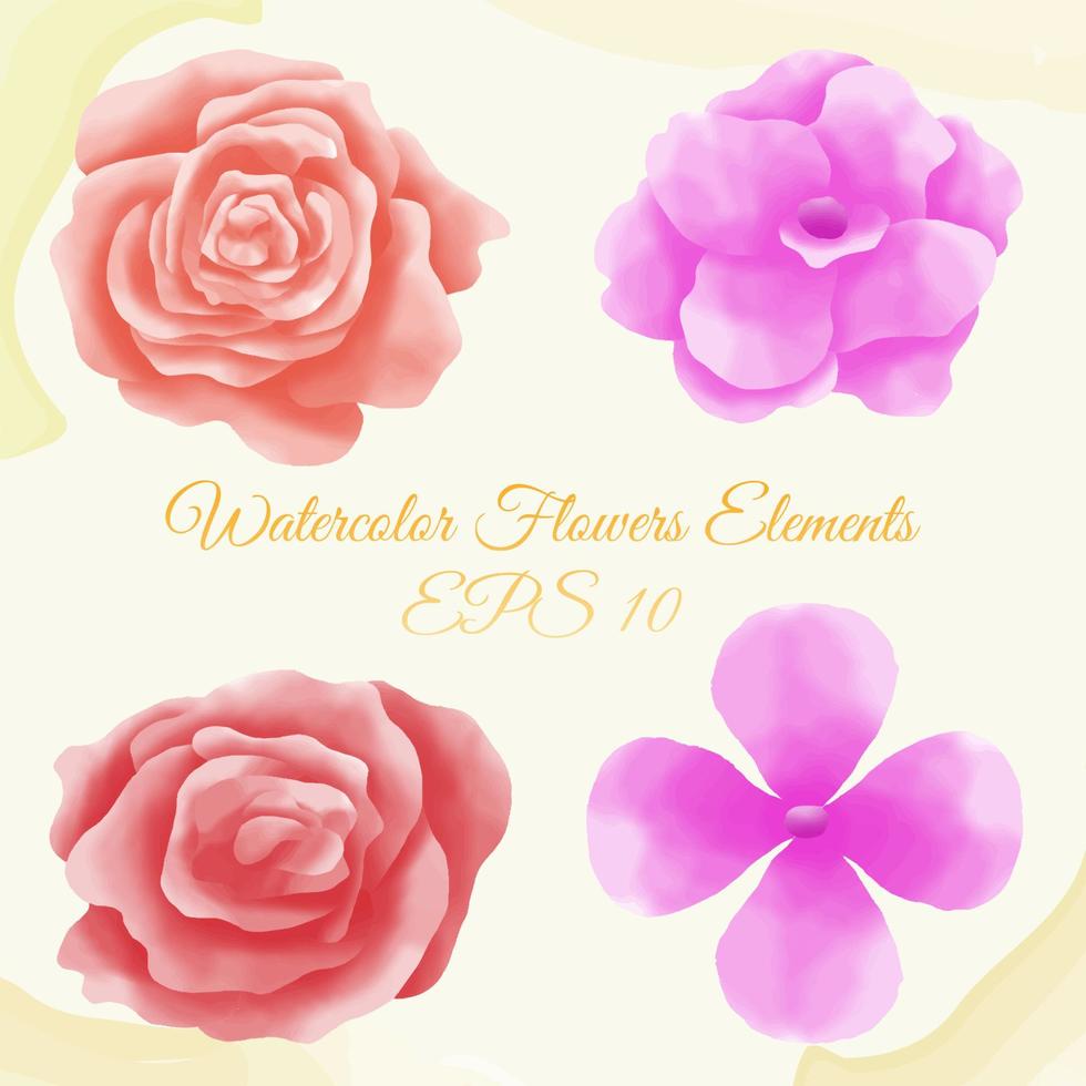 watercolor flower elements, suitable for business card, and others. eps 10 vector