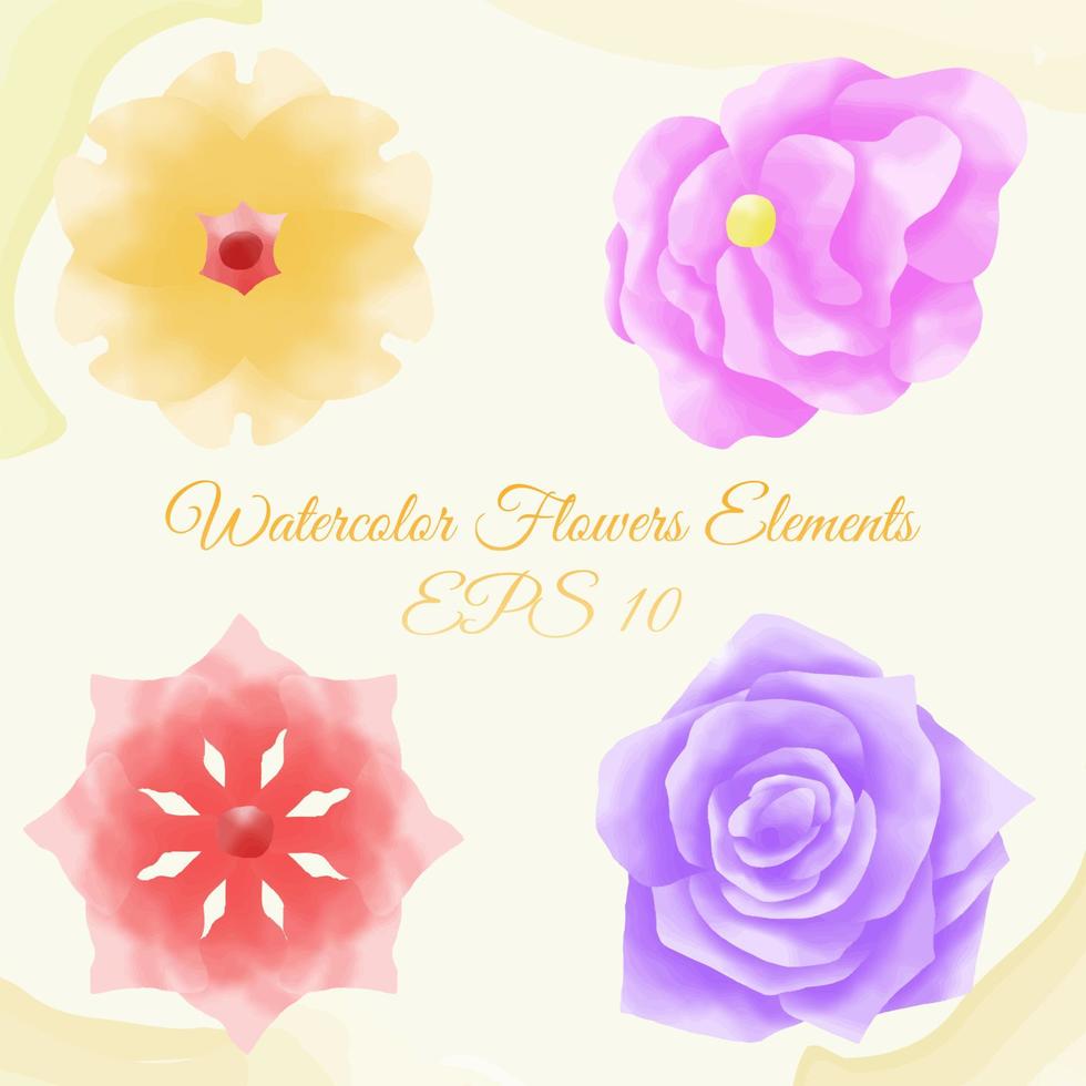 watercolor flower elements, suitable for template, and others. eps 10 vector