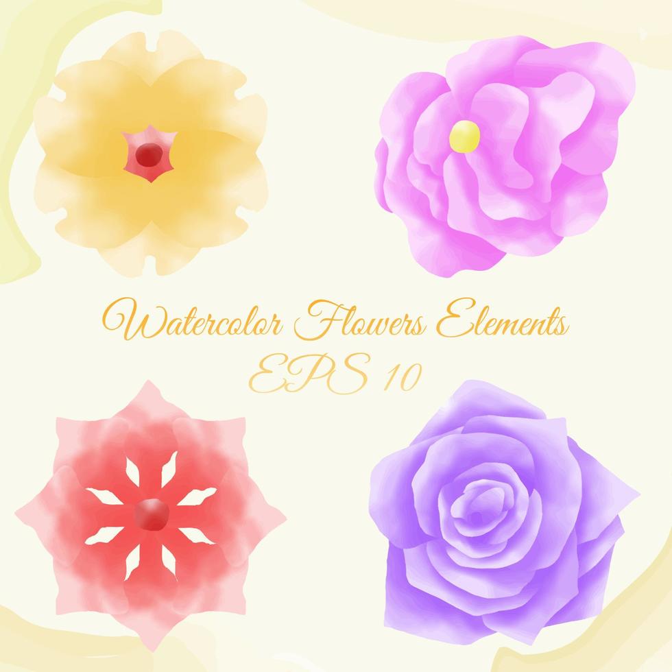 elementos florales de acuarela, adecuados para plantilla y otros. eps 10 vector