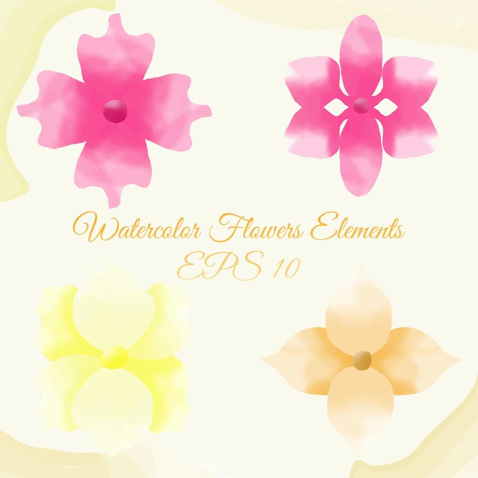 watercolor flower elements, suitable for gift cards, and others. eps 10 vector