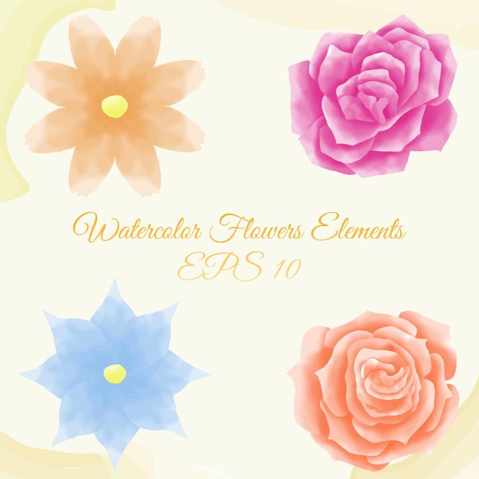 watercolor flower elements, suitable for accessory, and others. eps 10 vector