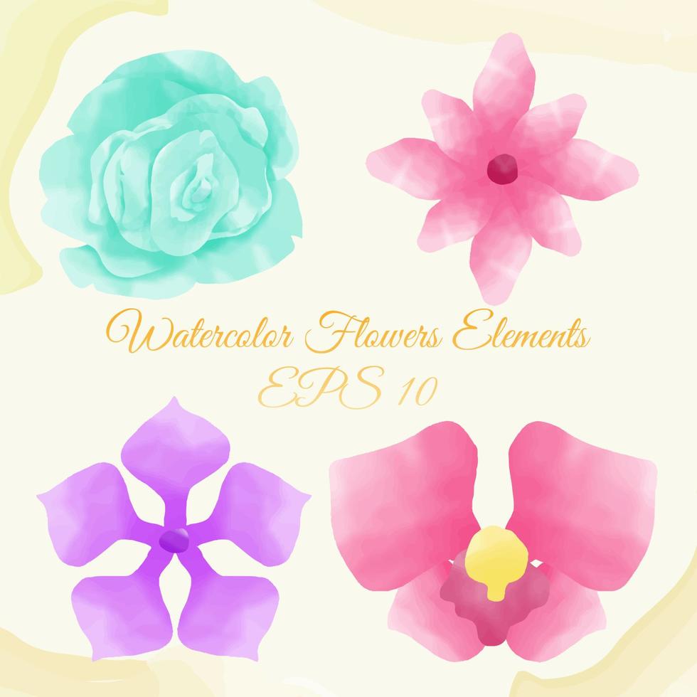 watercolor flower elements, suitable for invitation, and others. eps 10 vector