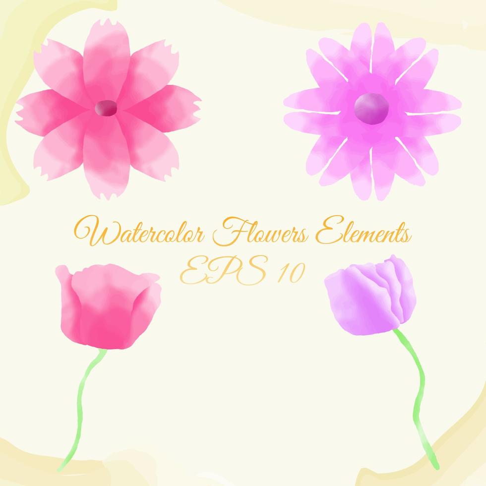 watercolor flower elements, suitable for presentation, and others. eps 10 vector