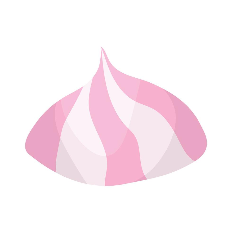 Striped white-pink marshmallow on a white background. vector illustration