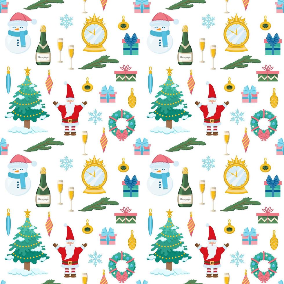 Seamless pattern with Christmas elements. vector illustration