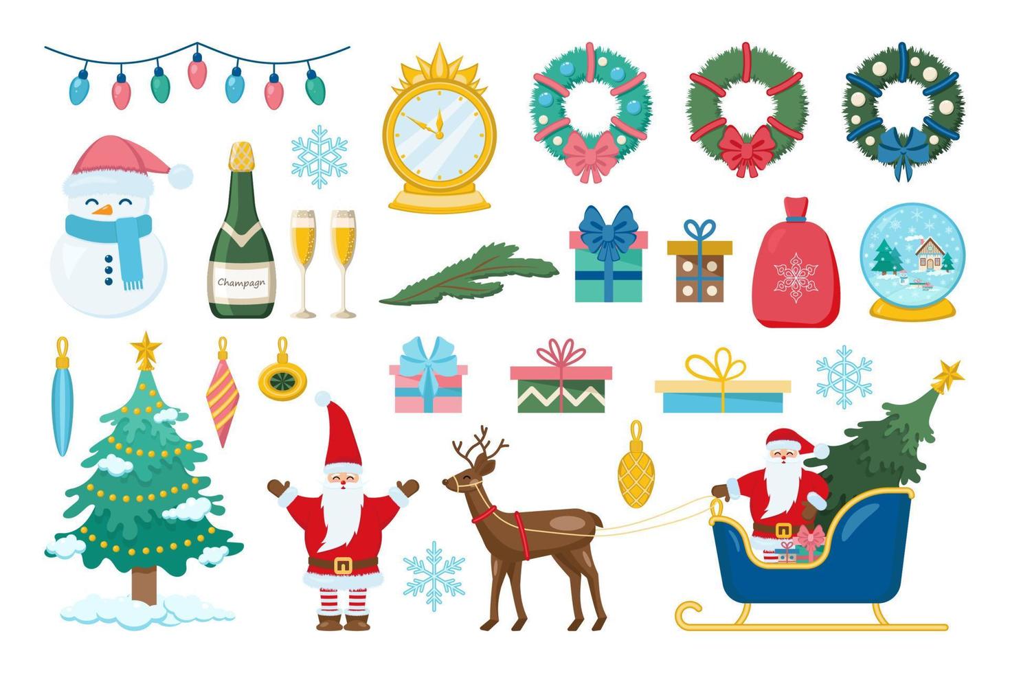 A set of Christmas illustrations for design. vector illustration