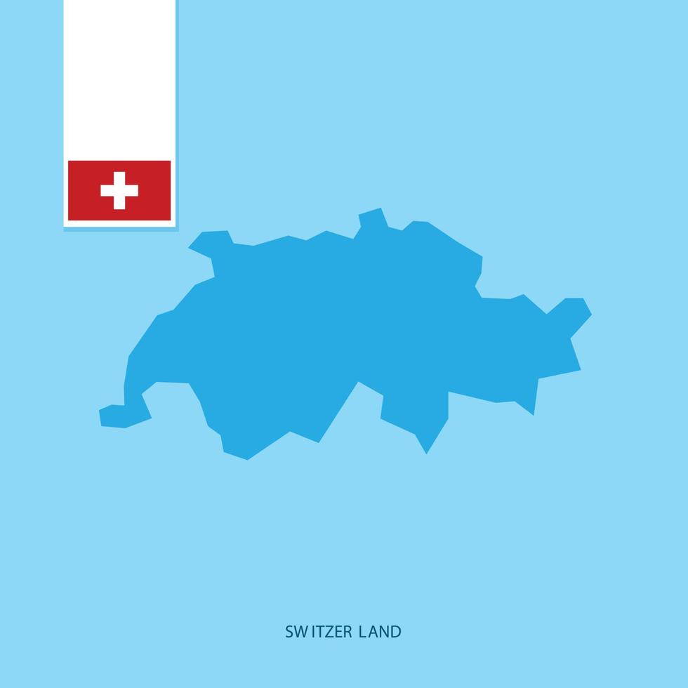 mapa del país suiza con bandera sobre fondo azul vector