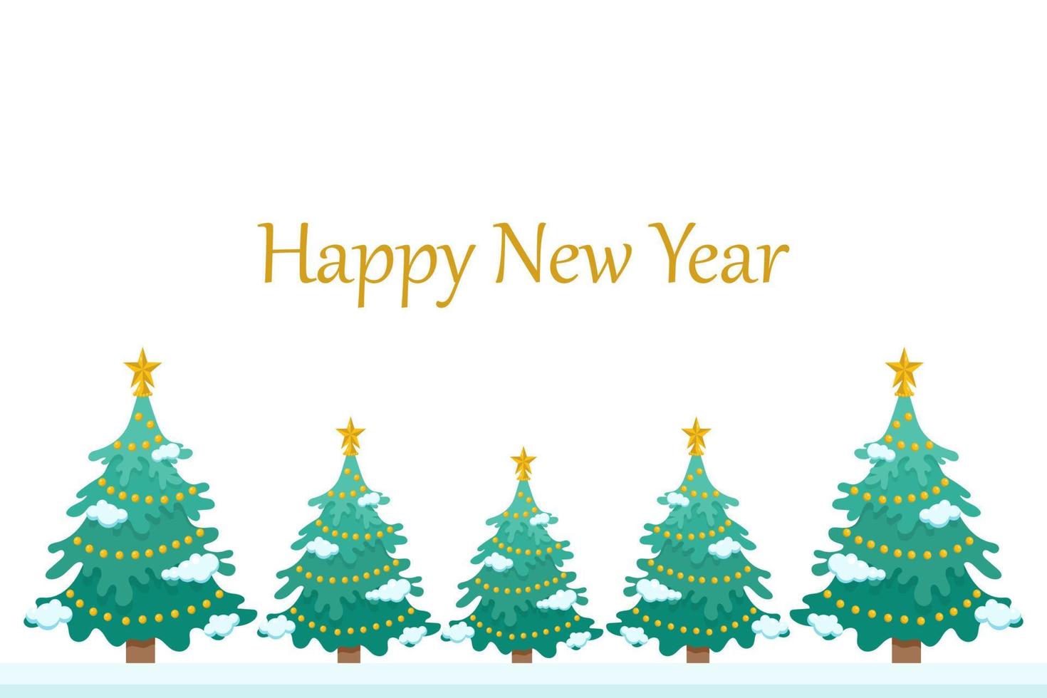 banner de feliz año nuevo con árboles de navidad. ilustración vectorial vector