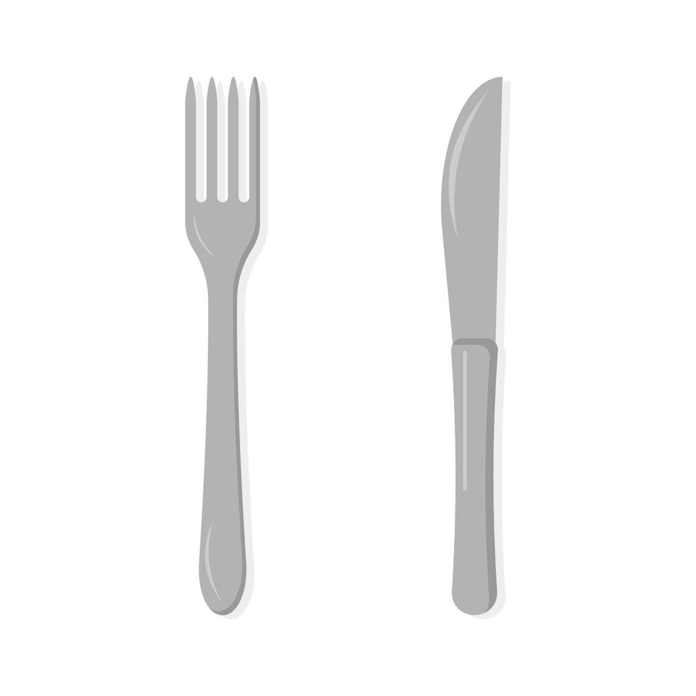 Cutlery fork and knife on white background. vector illustration