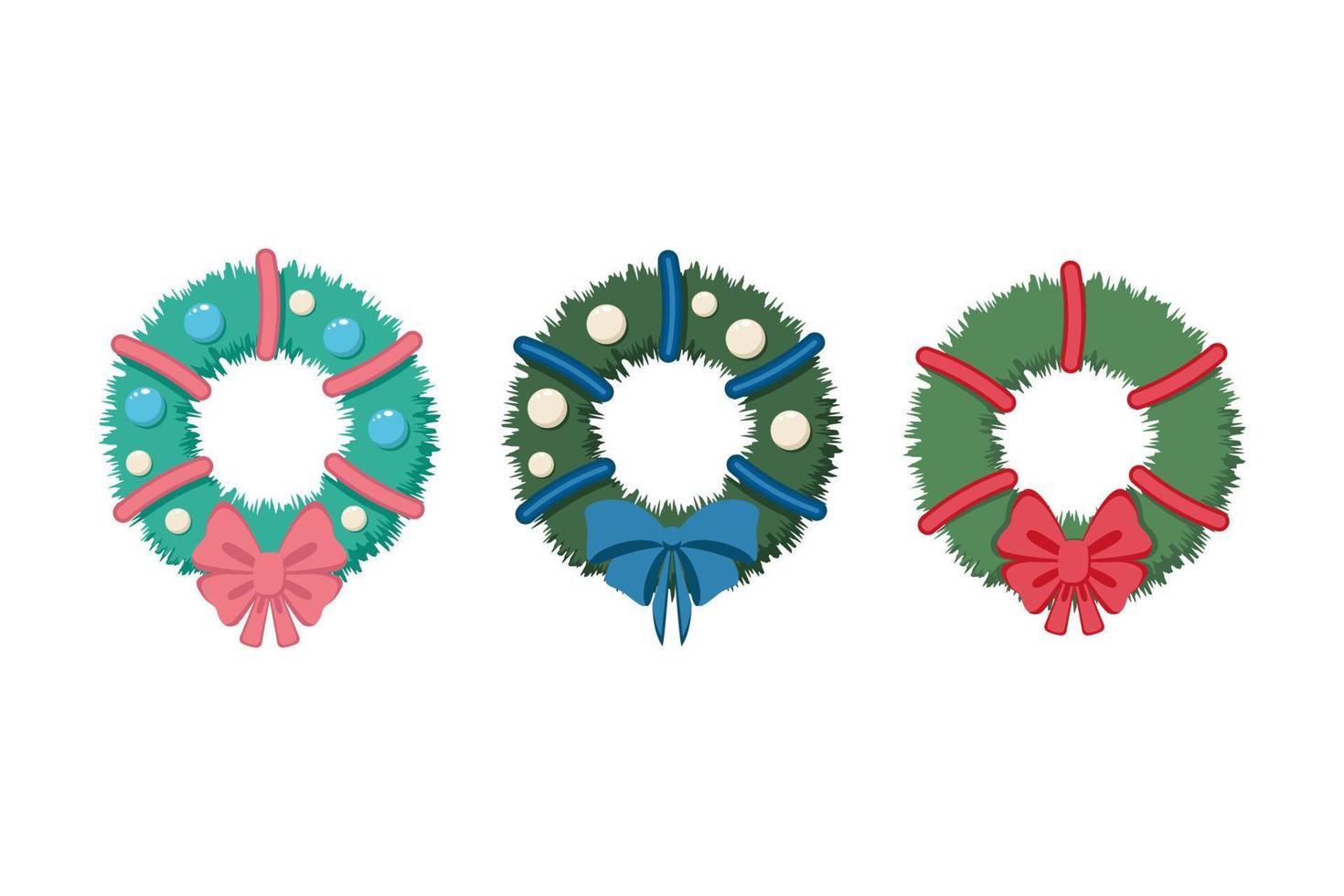 Set of three Christmas wreaths. vector illustration