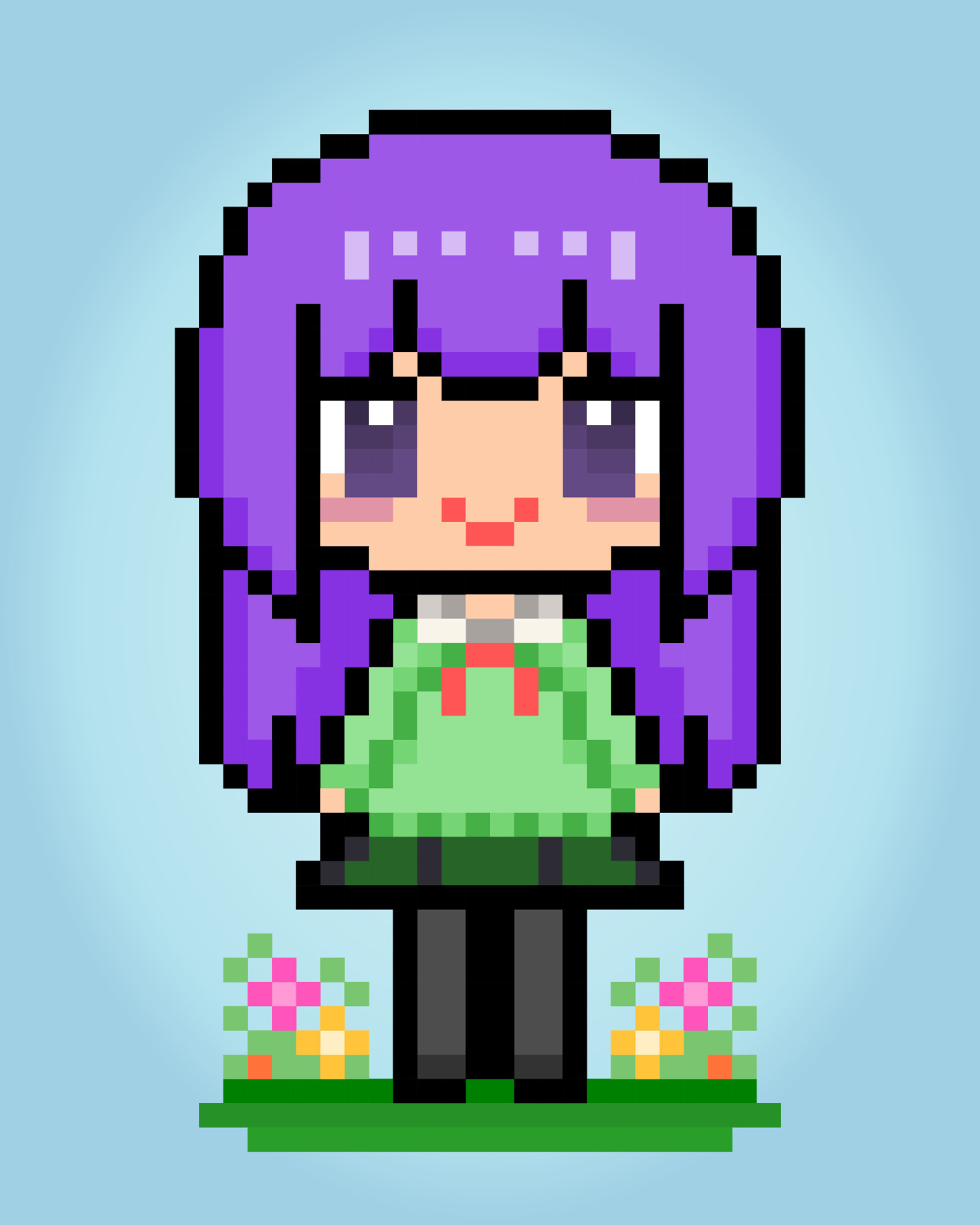 Anime girl pixel art 8 bit objects fashion Vector Image