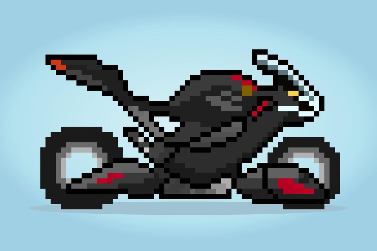 Modern motorbikes in 8bit pixels. Future motorbikes, for game assets