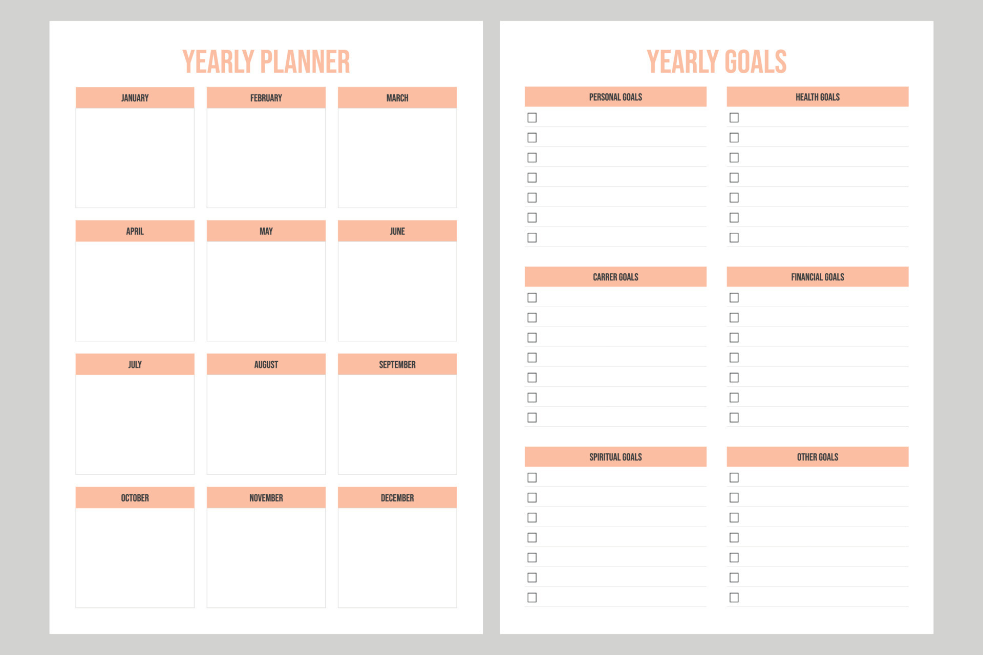 set yearly planner and goal planner 13420743 Vector Art at Vecteezy