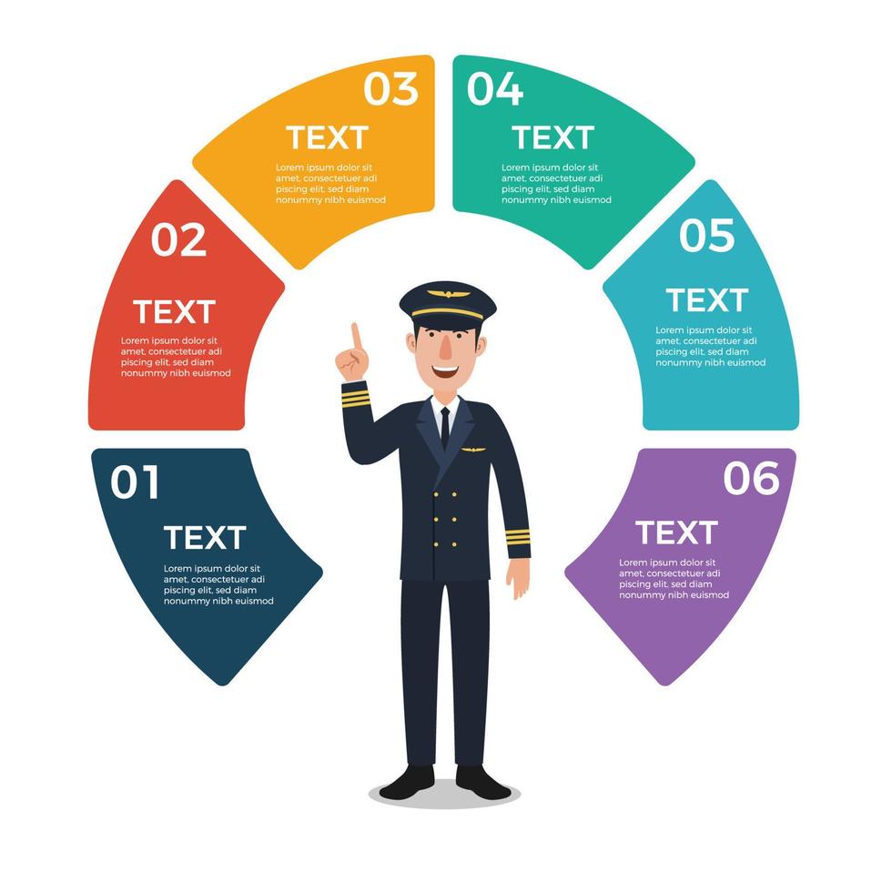 Pilot with Circle Chart Infographic Template vector