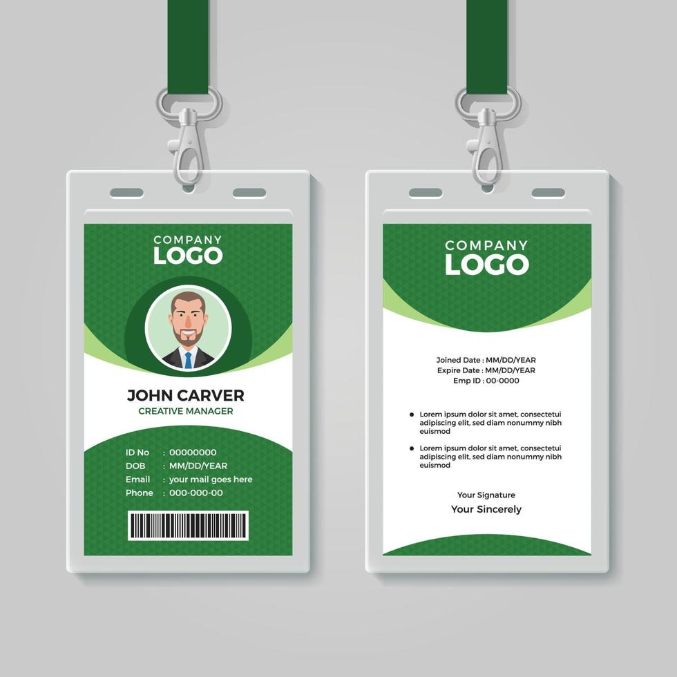plantilla de tarjeta de identificación corporativa verde creativa vector
