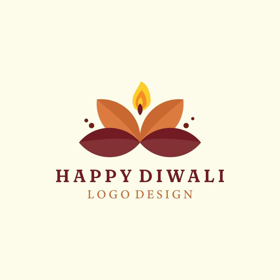 happy diwali vector style logo with vintage modern template design, candle, culture, india logo illustration