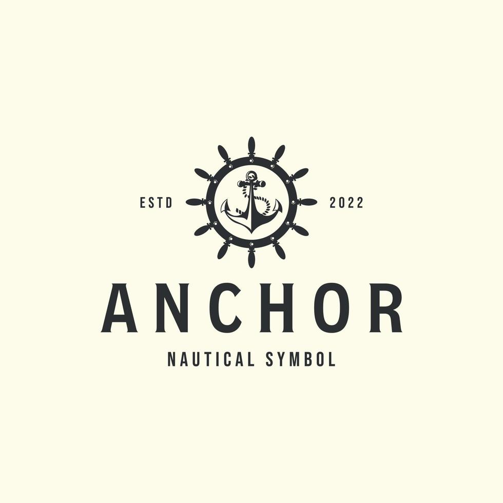 anchor with vintage style logo vector template design, nautical style logo illustration