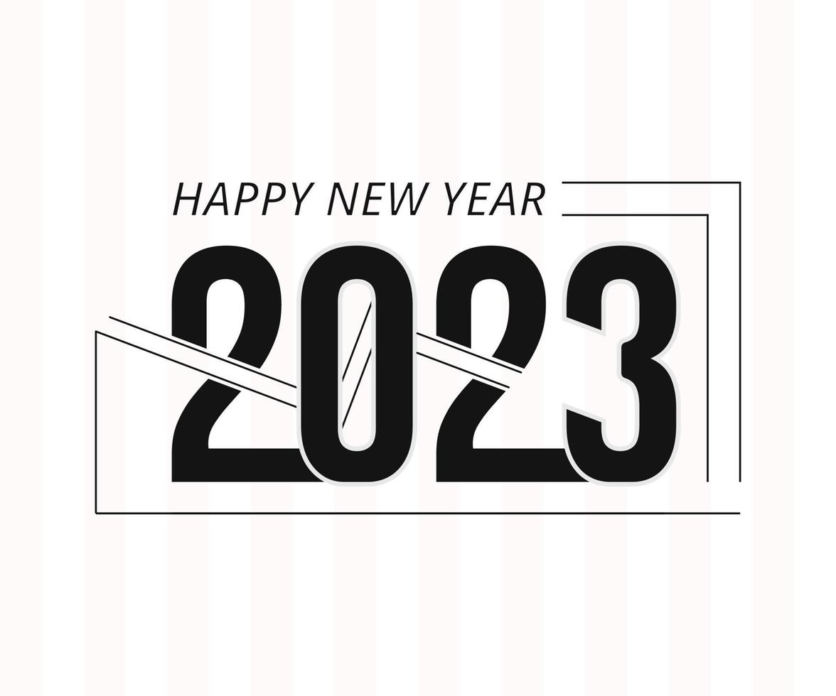 Happy new year 2023 t shirt modern typography design with geometric black text pro download vector