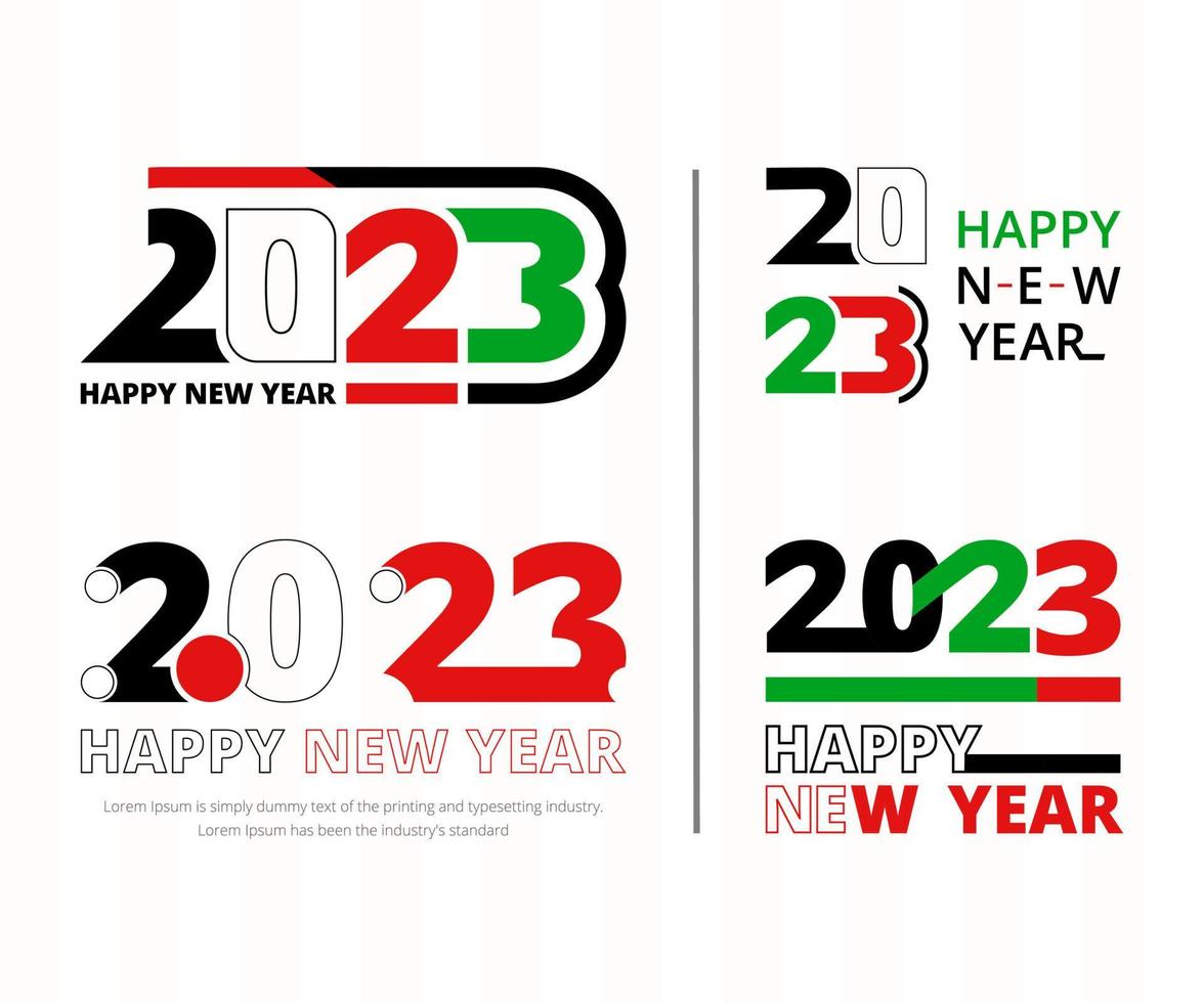 Happy new year 2023 typography design with geometric text illustration template pro download vector