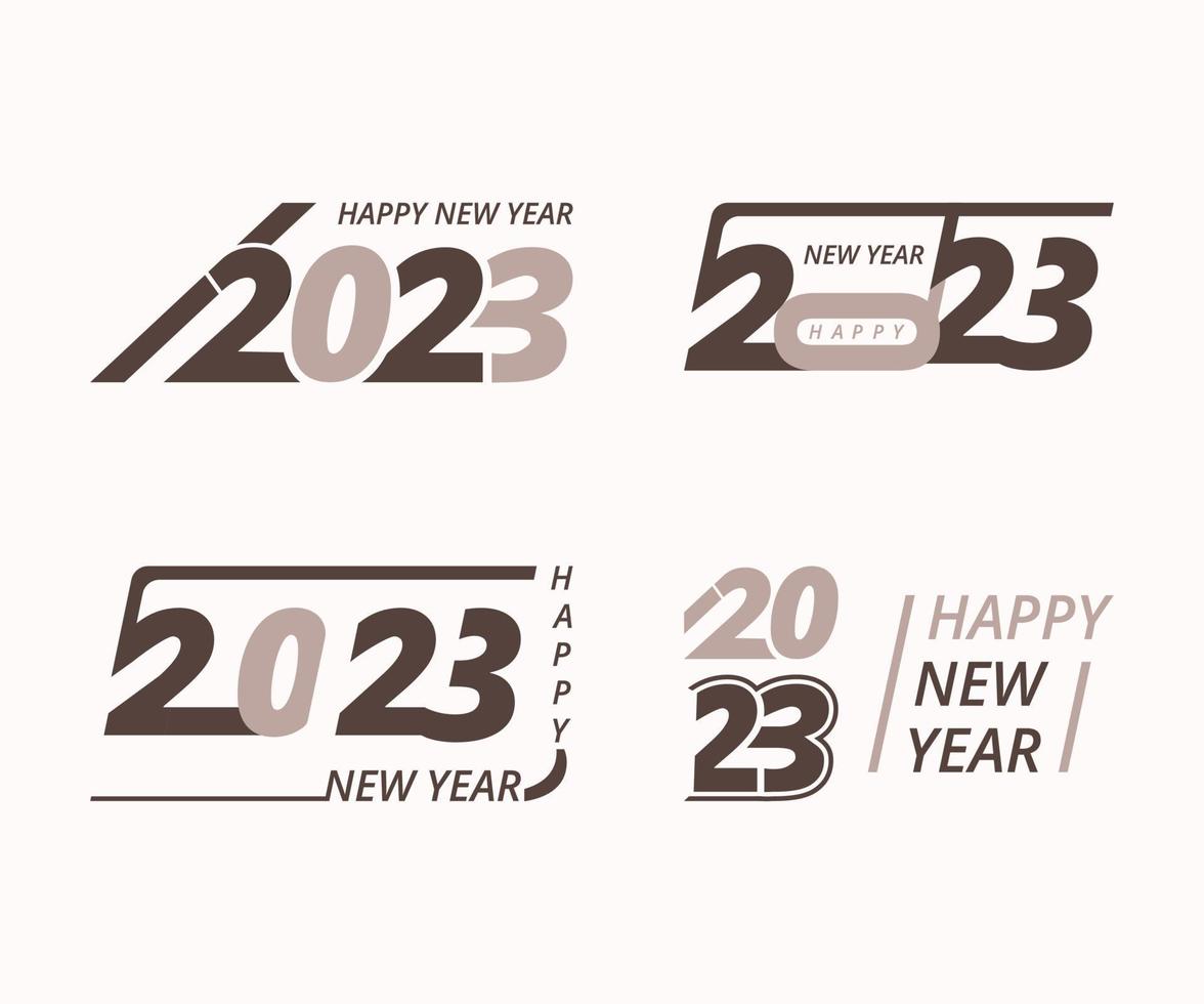 Happy new year 2023 typography design with geometric text background template pro download vector