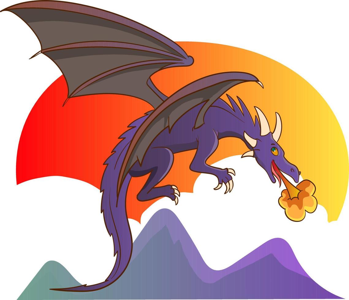 dragon flying with fire from its mouth vector