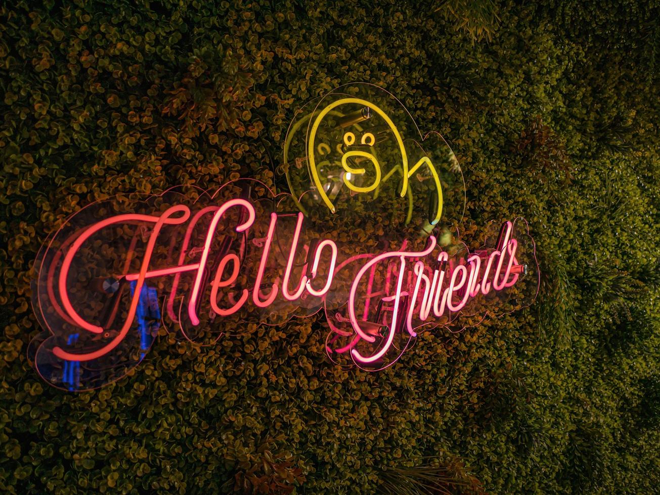 Bangkok.Thailand-29 June 2019.Hello friends sign in Line village at siam one community mall bangkok City Thailand. photo
