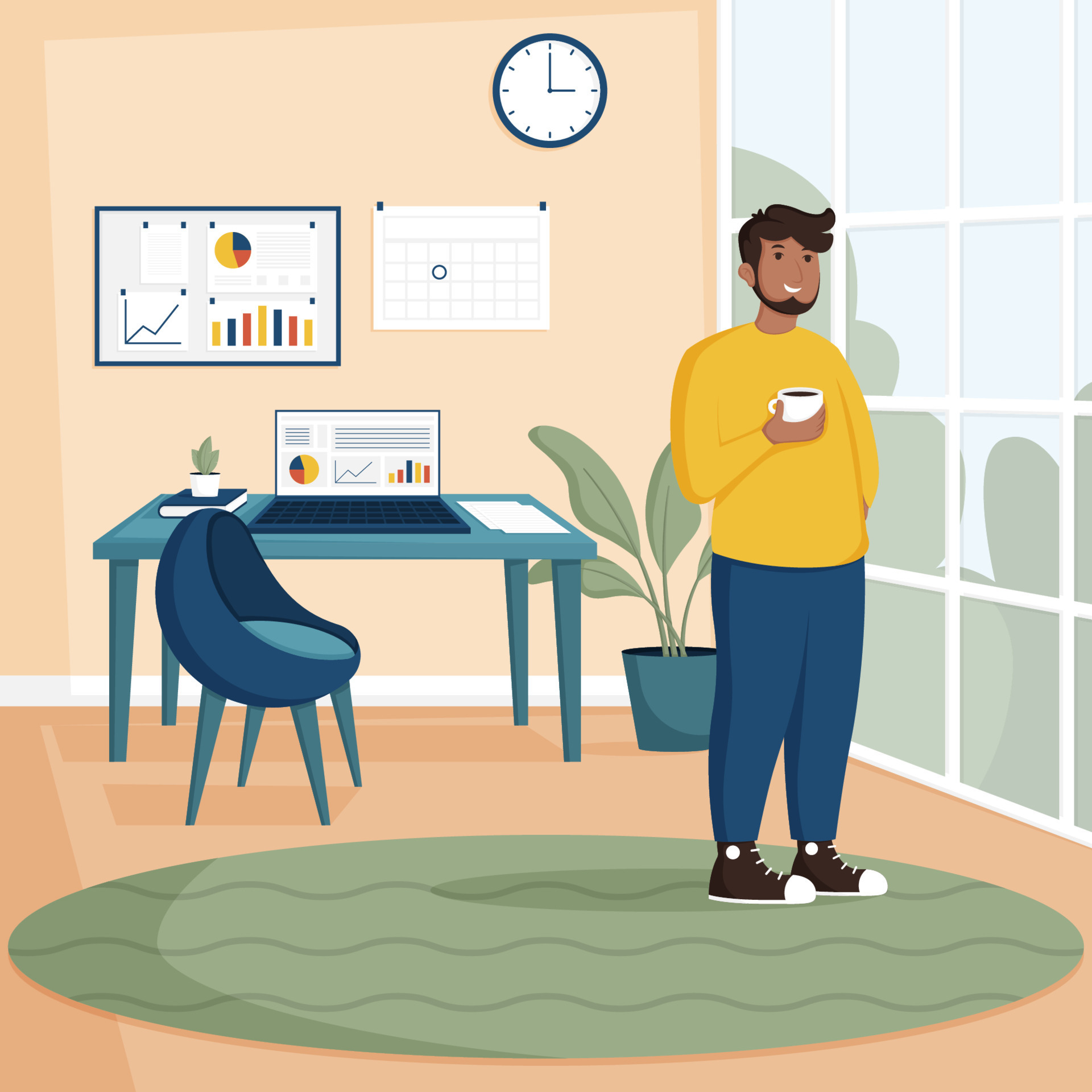 A man take a break from work 13420898 vector art at vecteezy