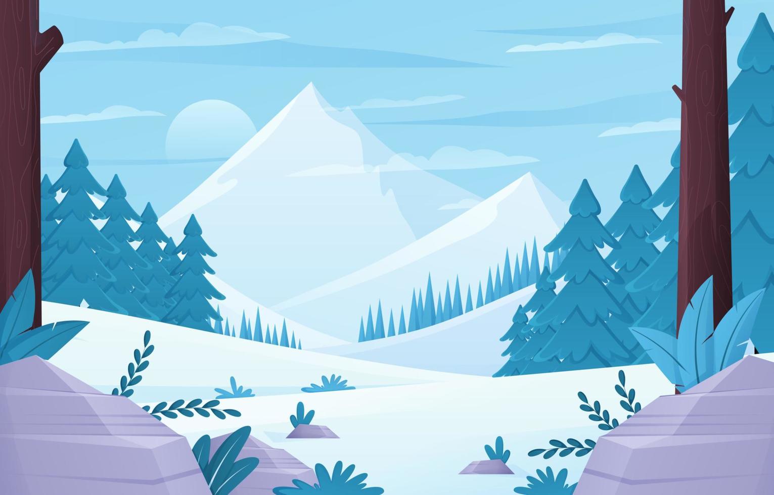 fondo de paisaje de naturaleza de invierno vector