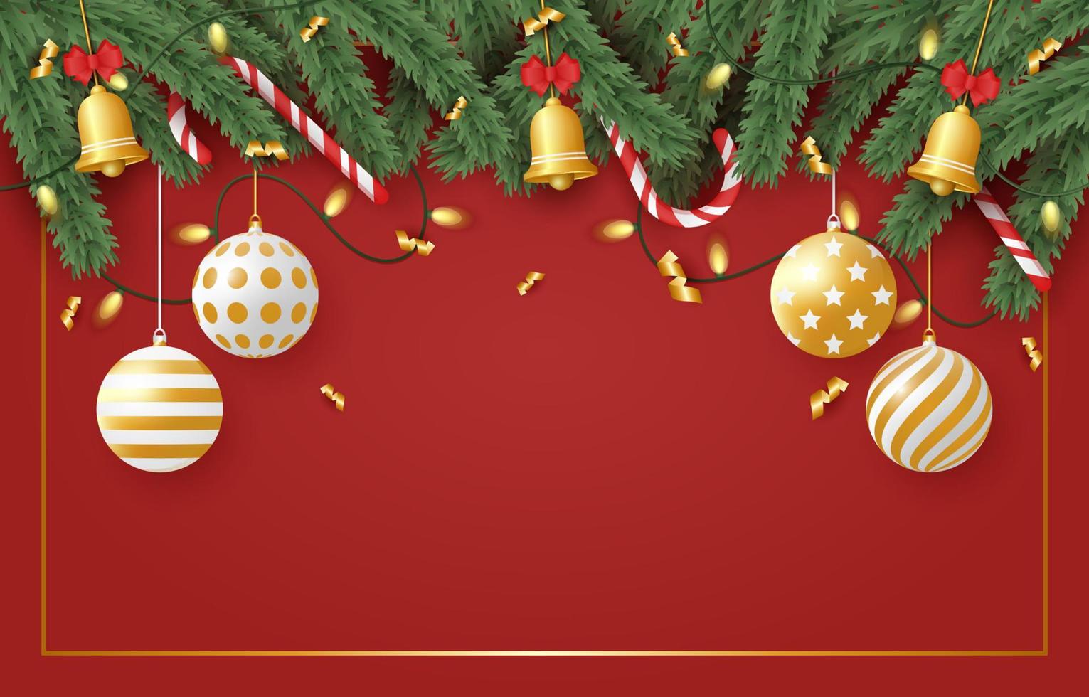 Wreath With Christmas Ornaments Background vector