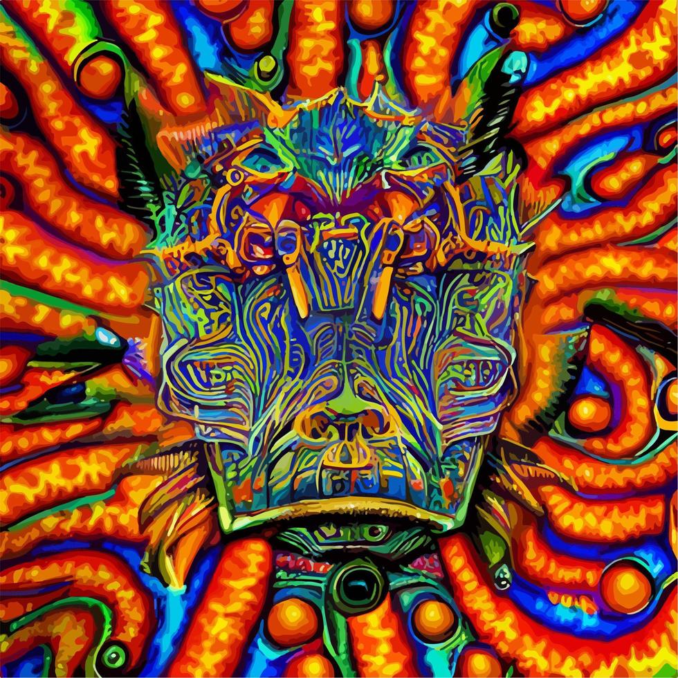 abstract face digital paint art illustration vector