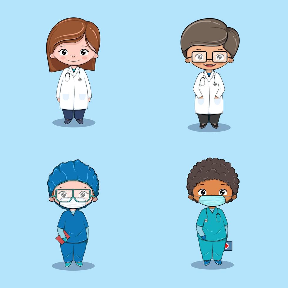 Doctor character set. Medical team concept in vector illustration design.