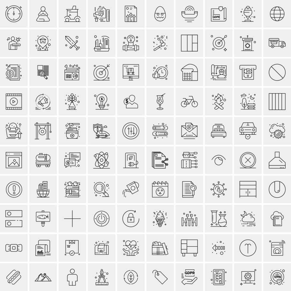 conjunto de 100 iconos de línea de negocios creativos vector