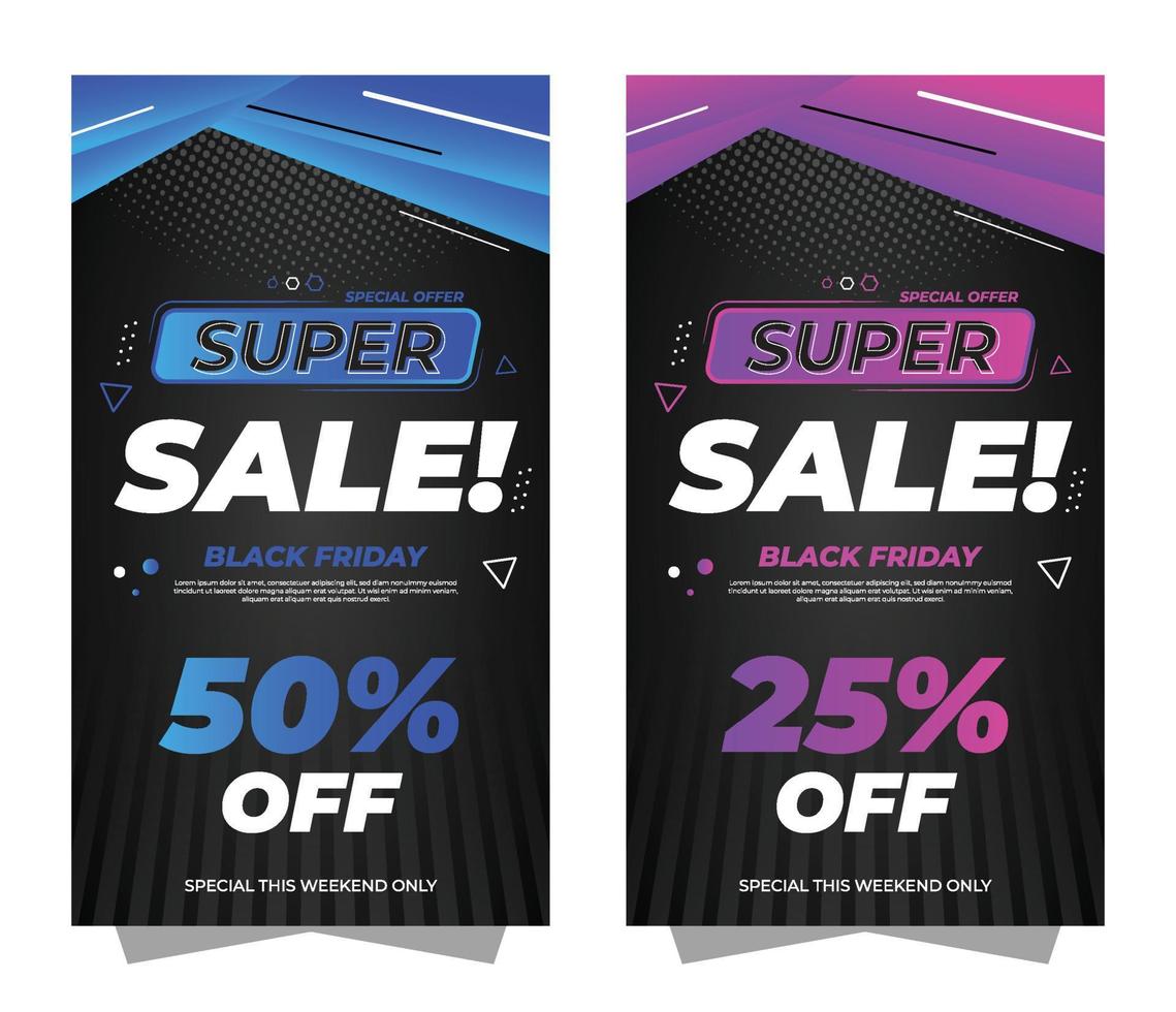 Super Sale Banner Instagram Story, Flyer, X Banner And Poster template For Prommotion vector