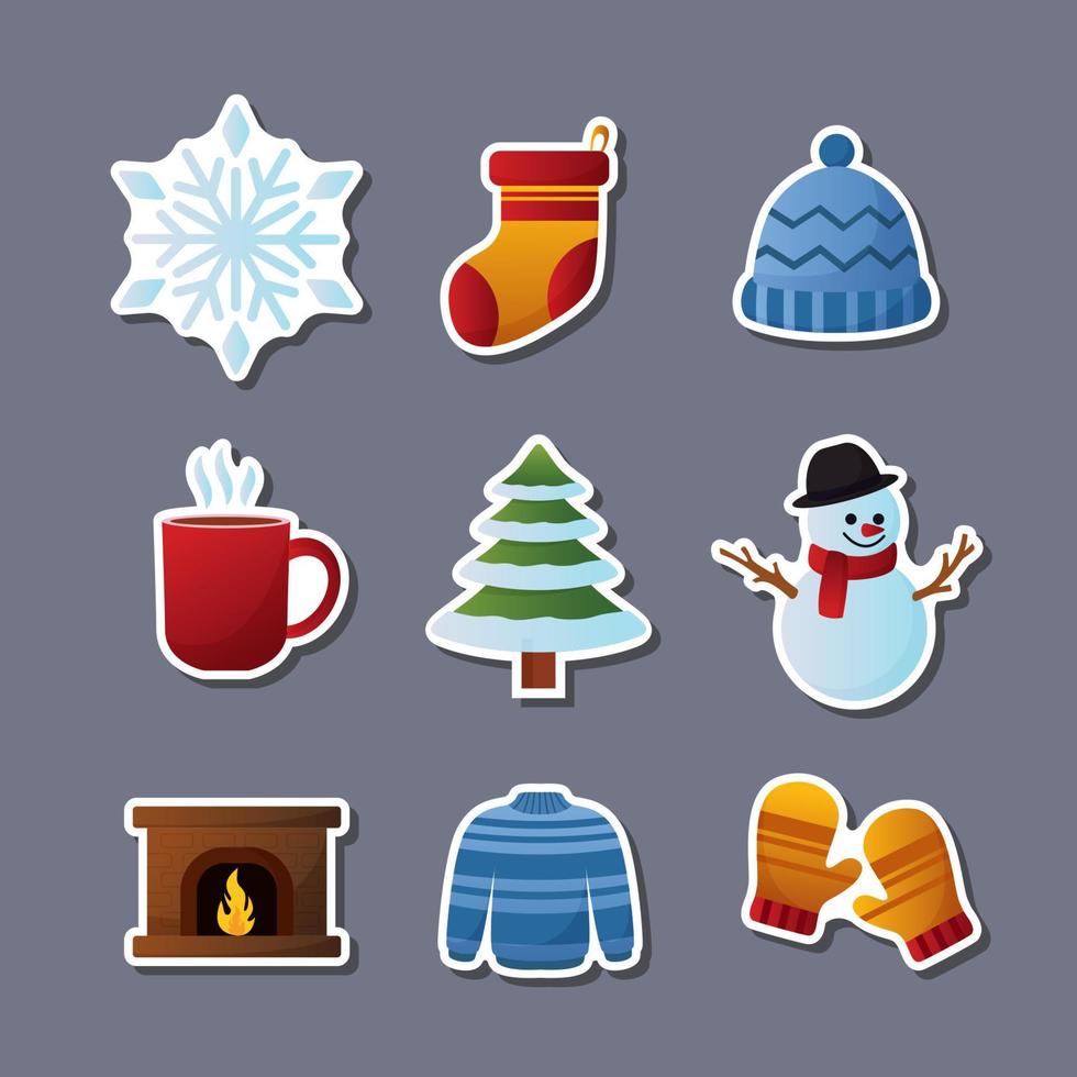 Winter Sticker Set vector