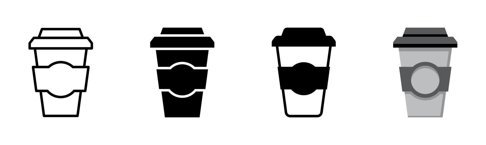 Disposable coffee cup icon set of 4, design element suitable for websites, print design or app vector