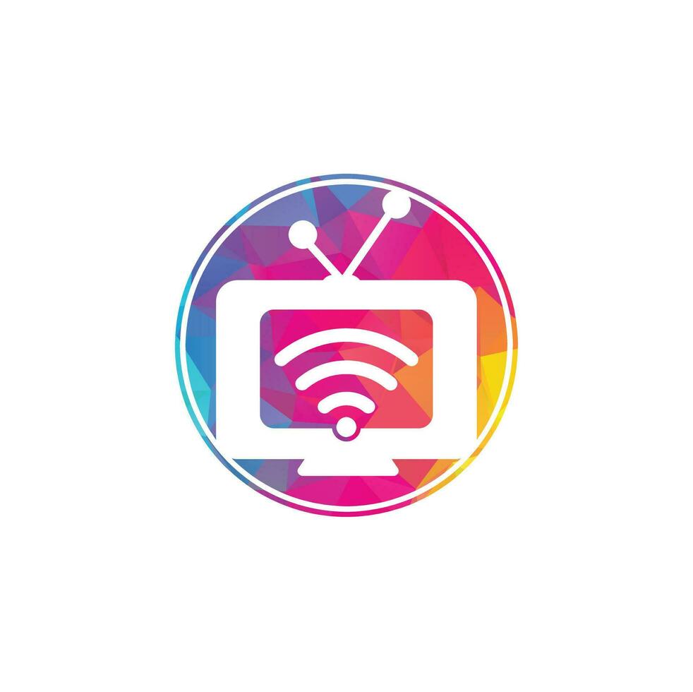 Tv and wifi logo combination. Television and signal symbol or icon. Unique media and radio logo vector