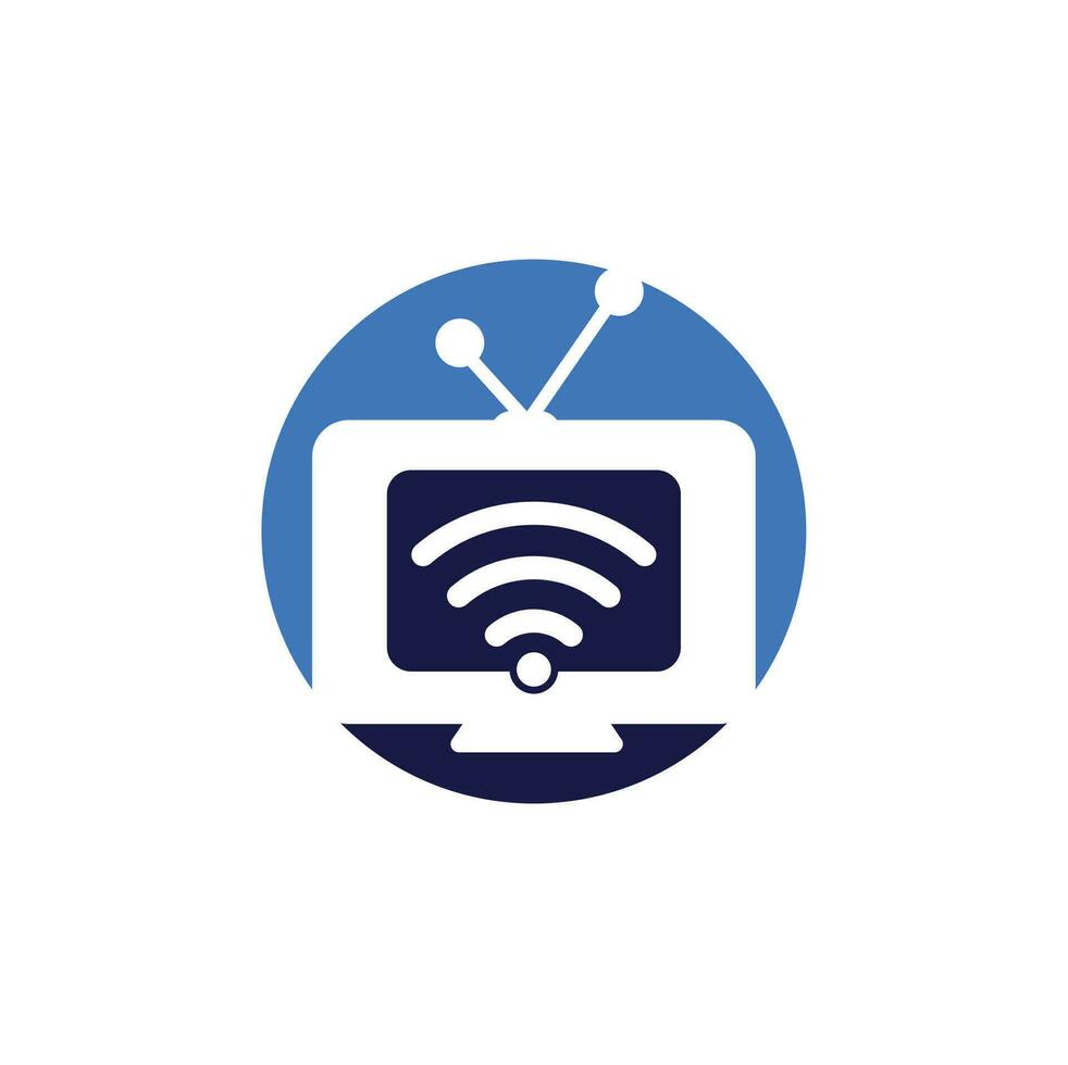 Tv and wifi logo combination. Television and signal symbol or icon. Unique media and radio logo vector