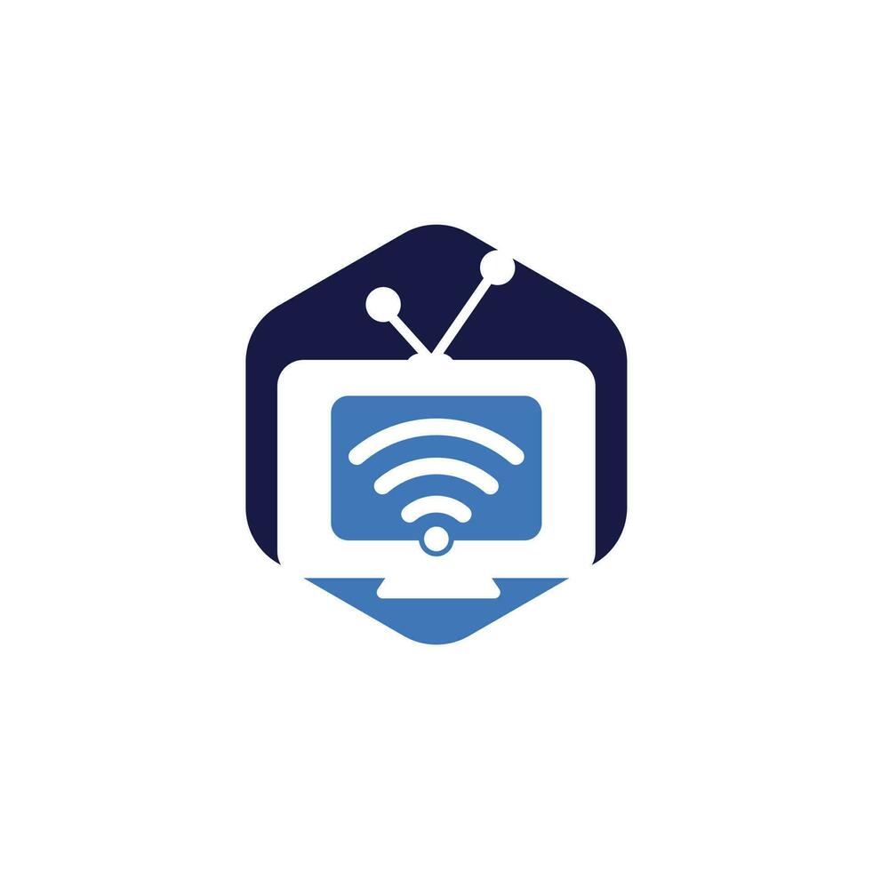 Tv and wifi logo combination. Television and signal symbol or icon. Unique media and radio logo vector