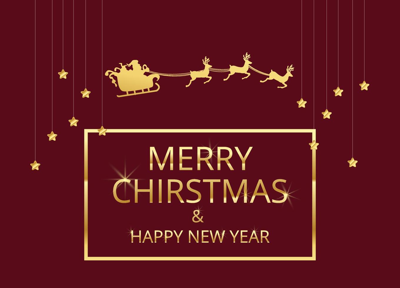 merry christmas and happy new year on red background. vector