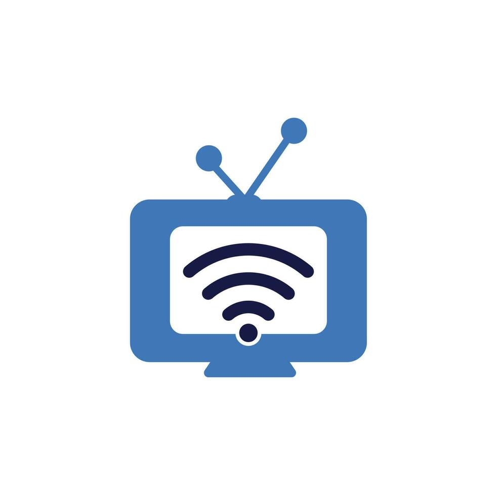 Tv and wifi logo combination. Television and signal symbol or icon. Unique media and radio logo vector