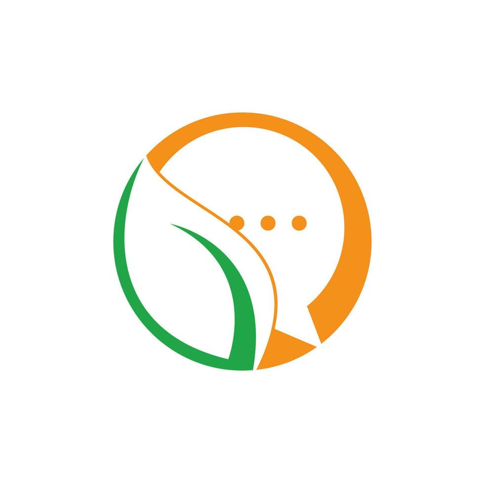 Nature leaf chat logo design. Leaf chat logo design template. vector