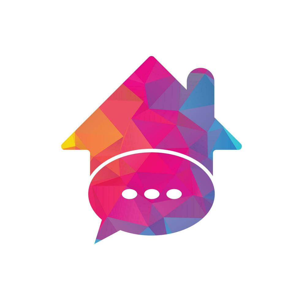 diseño de logotipo de vector de casa de chat. hablar plantilla de diseño de logotipo de casa.
