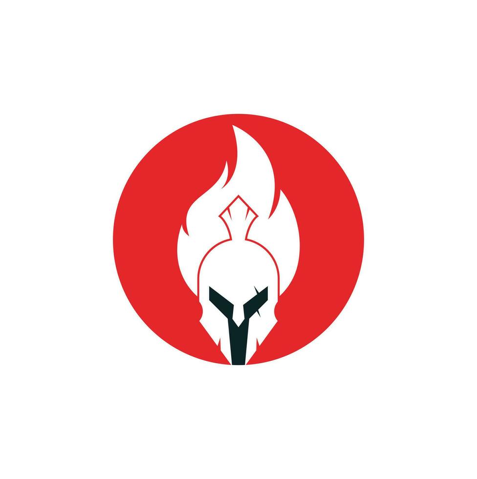 vector de diseño de logotipo de fuego espartano. logotipo de casco espartano en llamas.