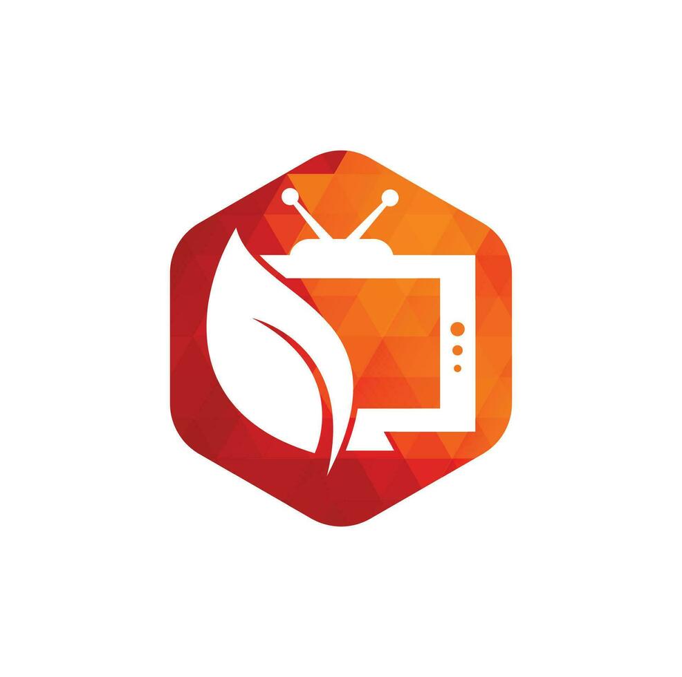 plantilla de logotipo de vector de tv de naturaleza. logotipo de televisión de difusión agrícola.